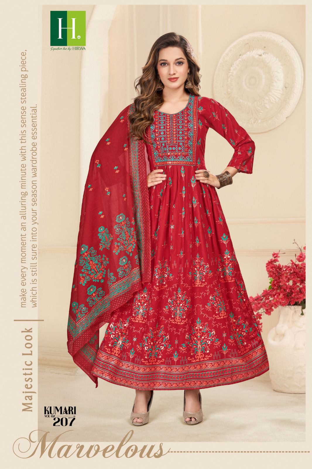 Kumari Vol 2 By Hirwa Foil Rayon Printed Kurti With Dupatta Wholesale Clothing Suppliers In India
